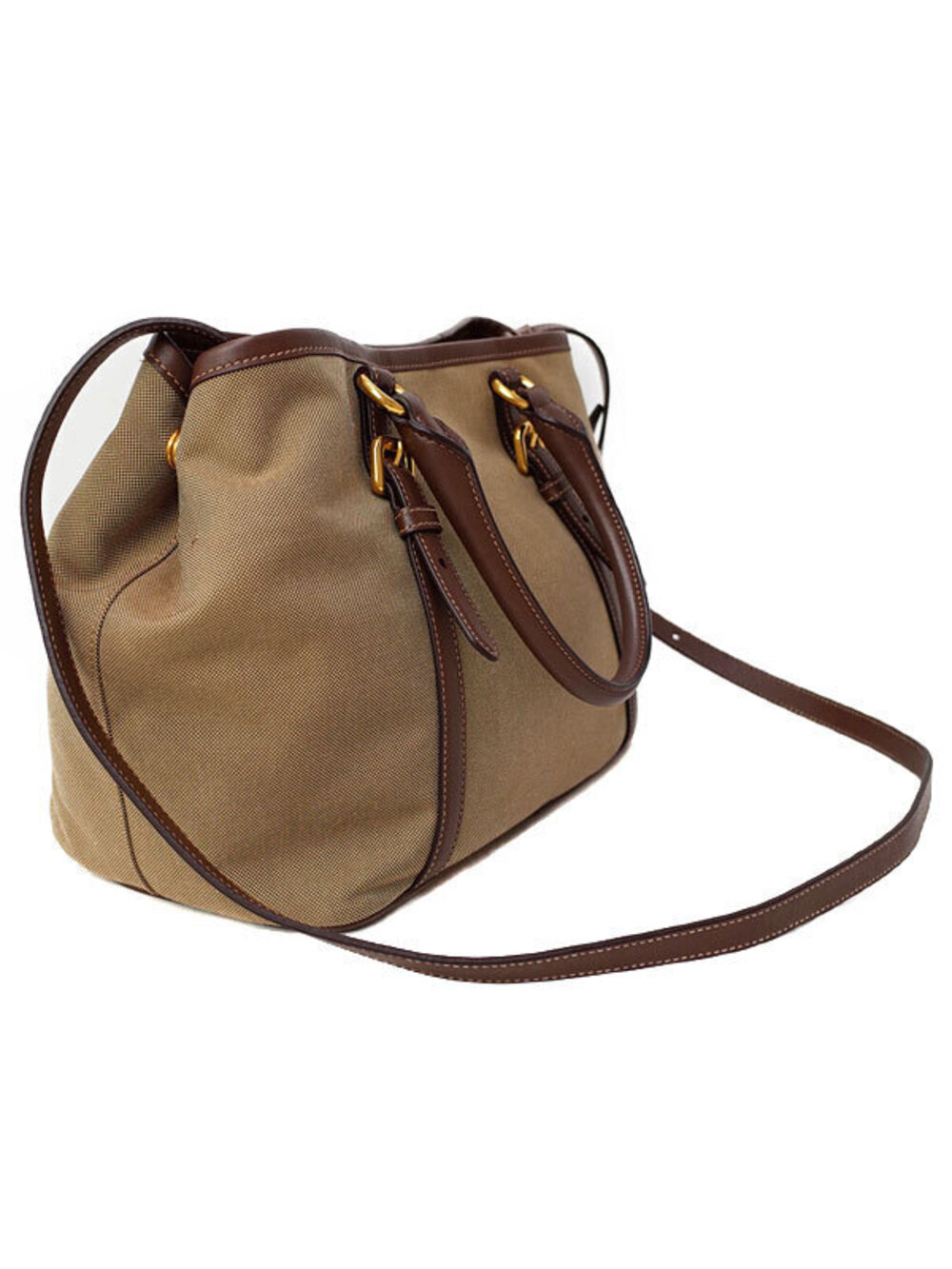 Prada Jacquard beige Logo brown Tote Bag canvas